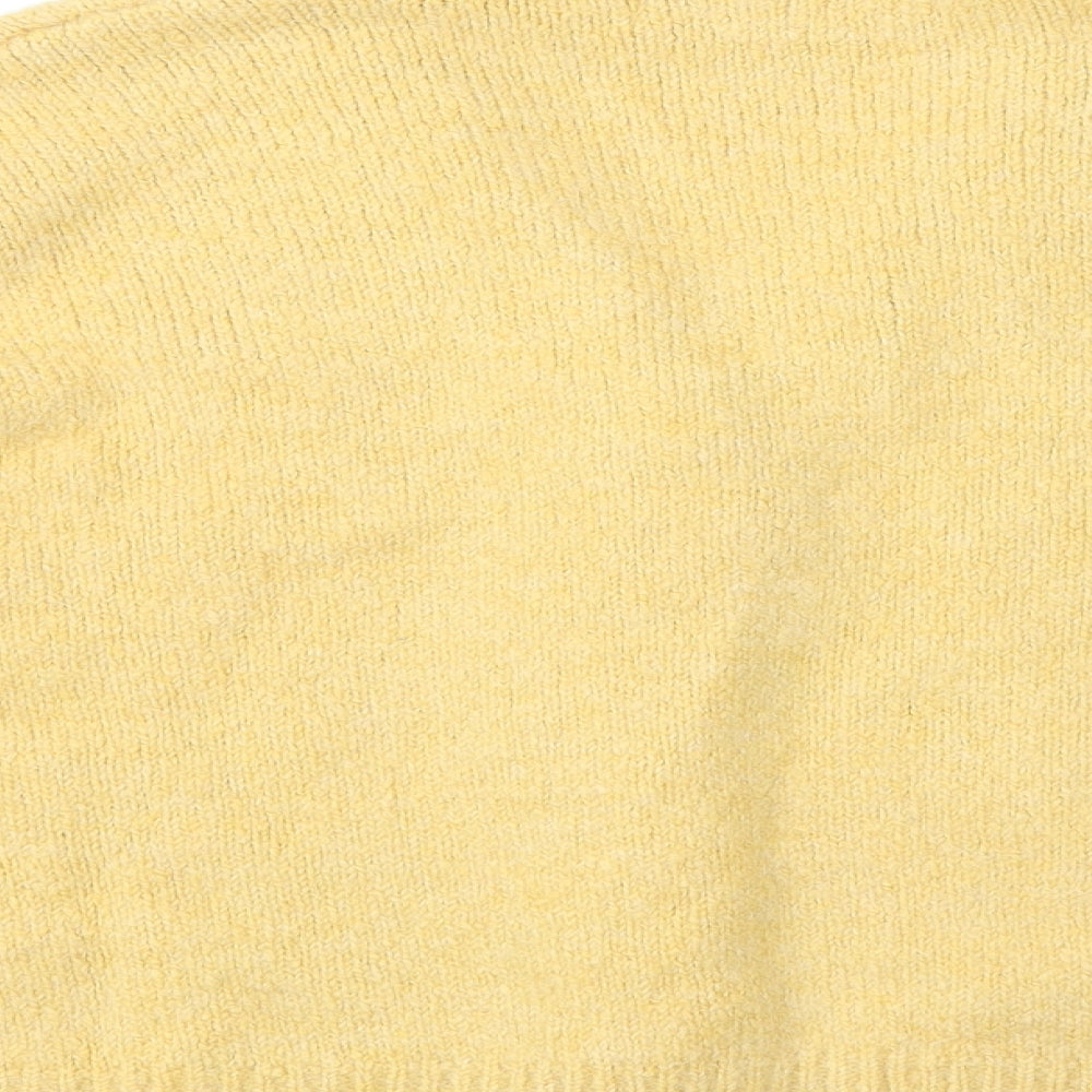 Mango Womens Yellow V-Neck Acrylic Cardigan Jumper Size M