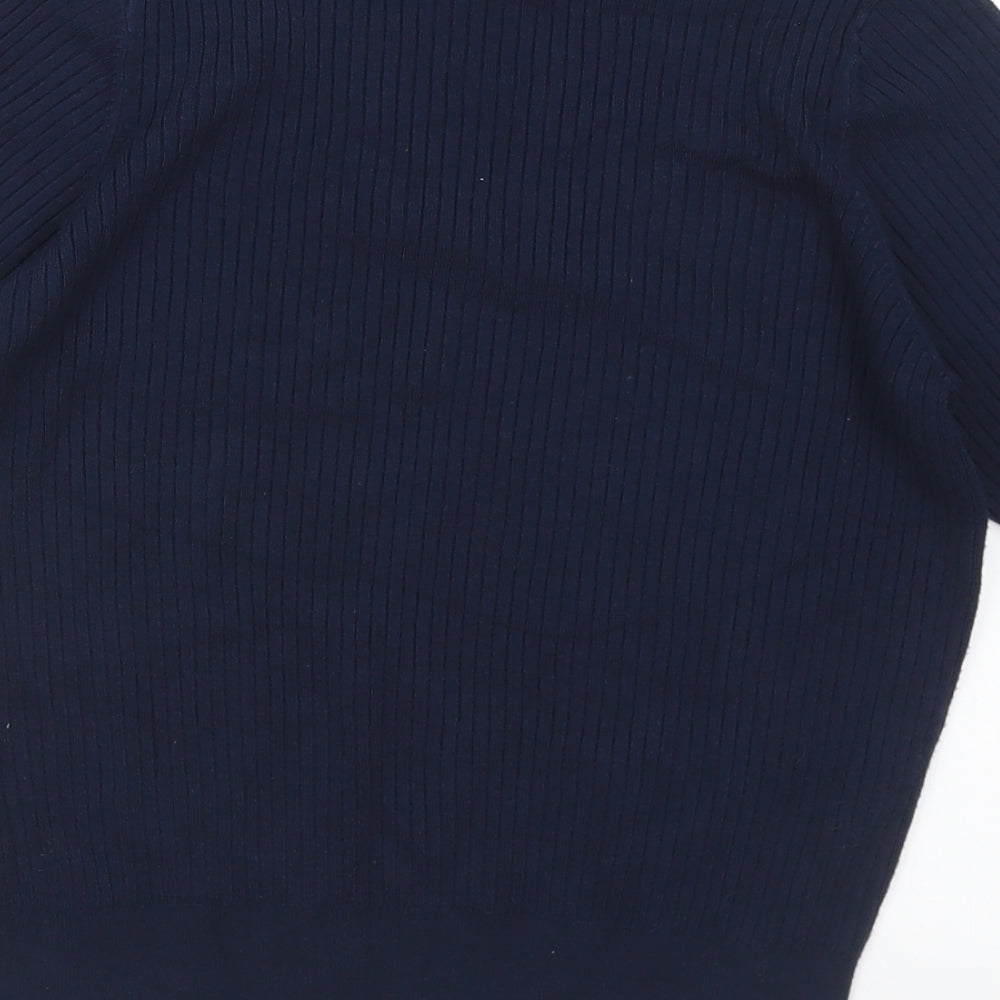 Marks and Spencer Womens Blue Mock Neck Viscose Pullover Jumper Size 12