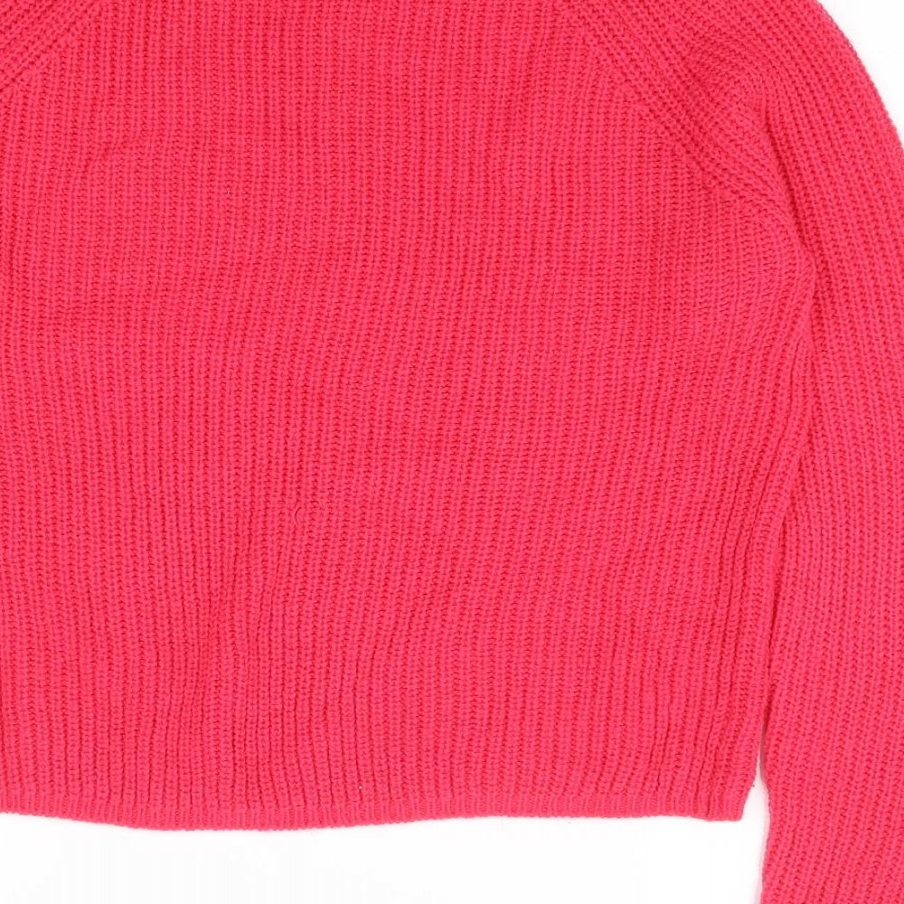 Amara Reya Womens Pink Crew Neck Acrylic Pullover Jumper Size M