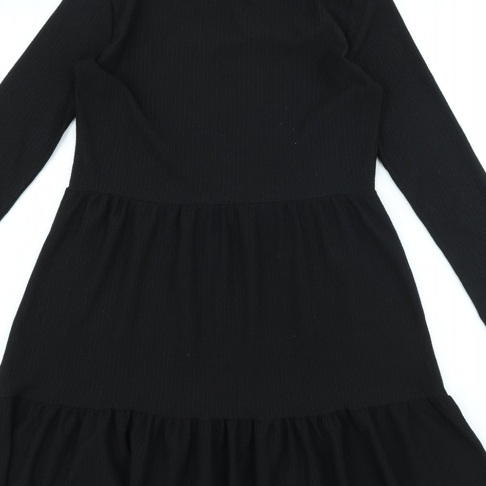 New Look Womens Black Polyester A-Line Size 8 Round Neck