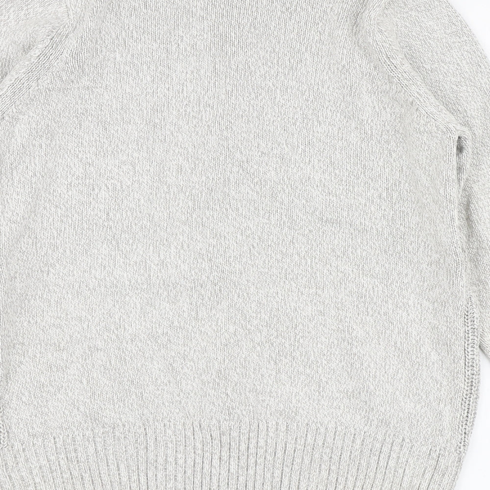 Isle Womens Grey High Neck Cotton Full Zip Jumper Size 14