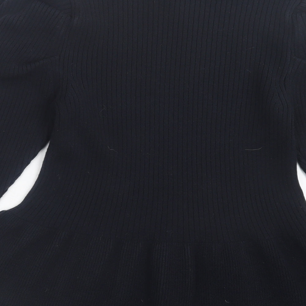 River Island Womens Black High Neck Acrylic Tunic Jumper Size 12
