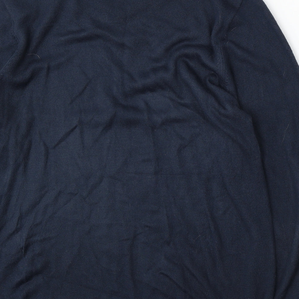 Marks and Spencer Mens Blue V-Neck Acrylic Pullover Jumper Size L