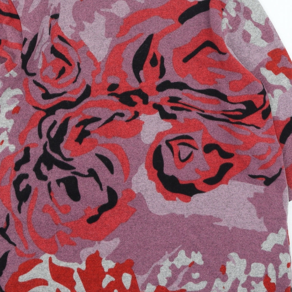 Klass Womens Multicoloured Round Neck Floral Acrylic Pullover Jumper Size M
