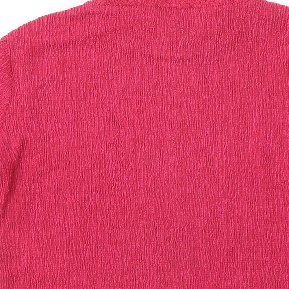 Topshop Womens Pink Polyester Basic T-Shirt Size 6 Mock Neck