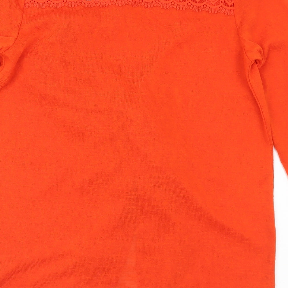 George Womens Orange V-Neck Polyester Cardigan Jumper Size S