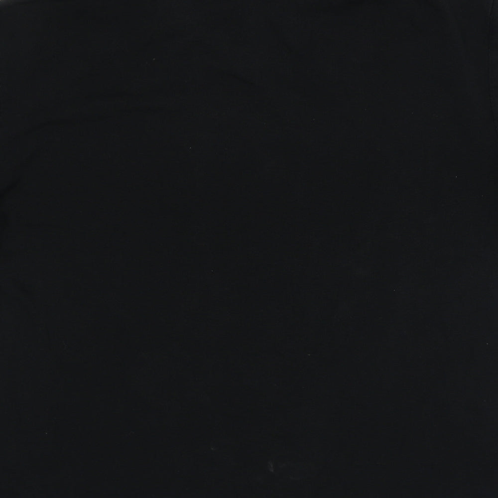 Firetrap Mens Black Striped Polyester Polo Size M Collared