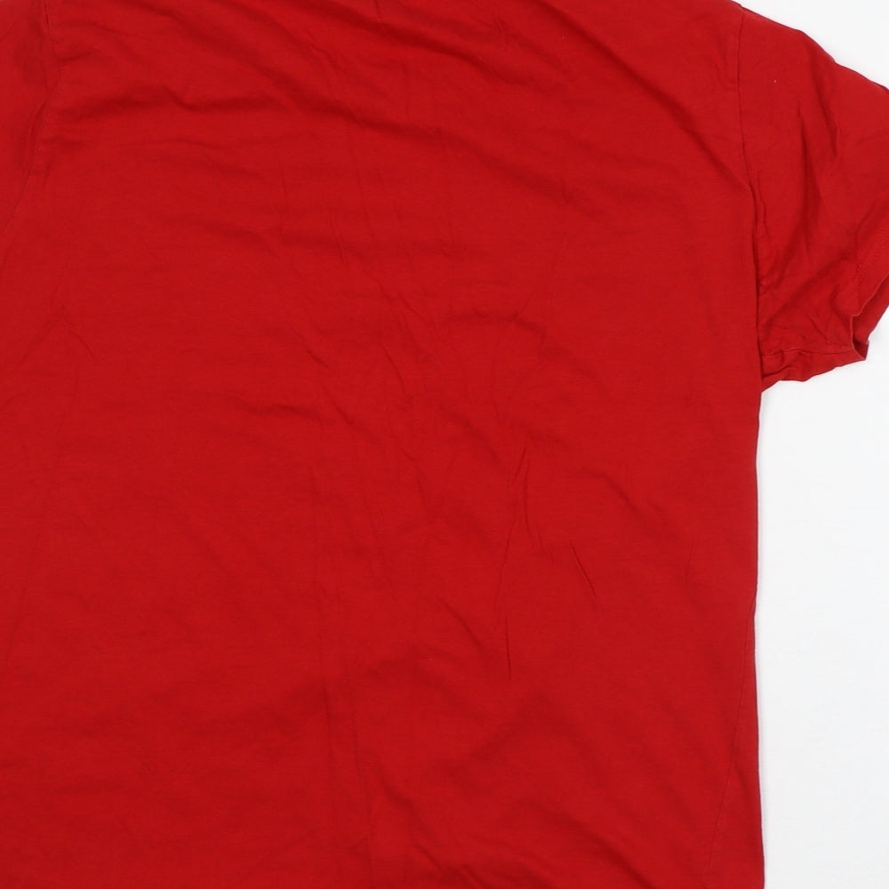 Primark Mens Red Cotton T-Shirt Size XL Crew Neck - Wales