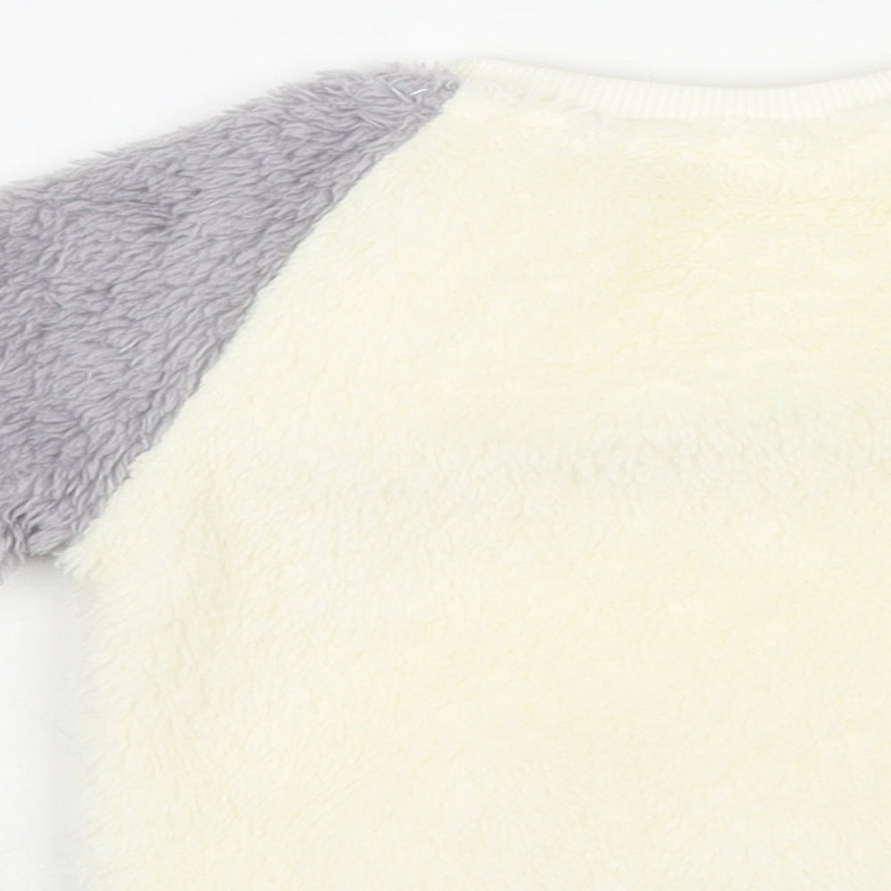 John Lewis Baby Ivory Colourblock Polyester Pullover Jumper Size 3-6 Months Button