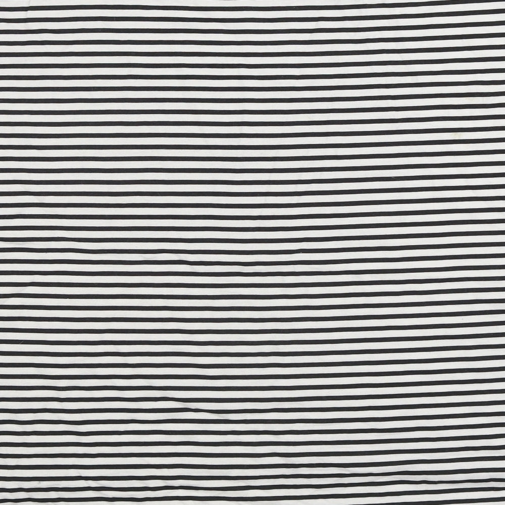 Janina Womens Black Striped Cotton Basic T-Shirt Size 18 Boat Neck