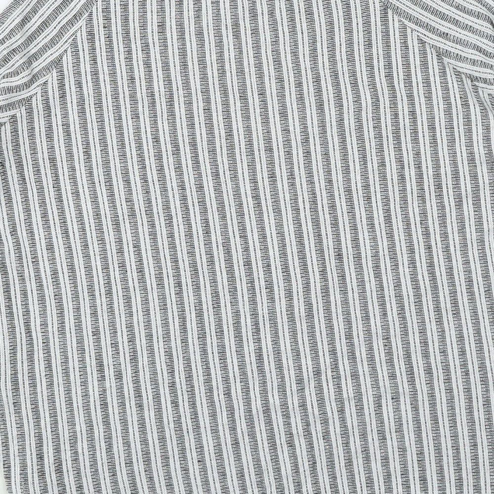 Papaya Womens Grey Round Neck Striped Viscose Pullover Jumper Size 10