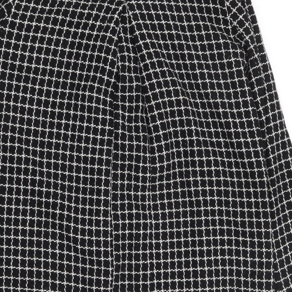 Marks and Spencer Womens Black Check Jacket Coat Size 12 Button