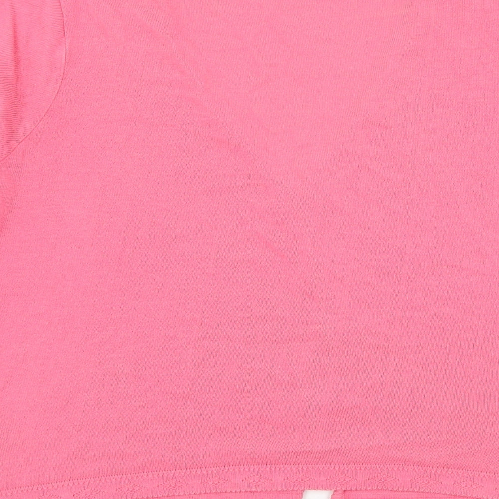 Marks and Spencer Womens Pink Round Neck Cotton Cape Jumper Size 14
