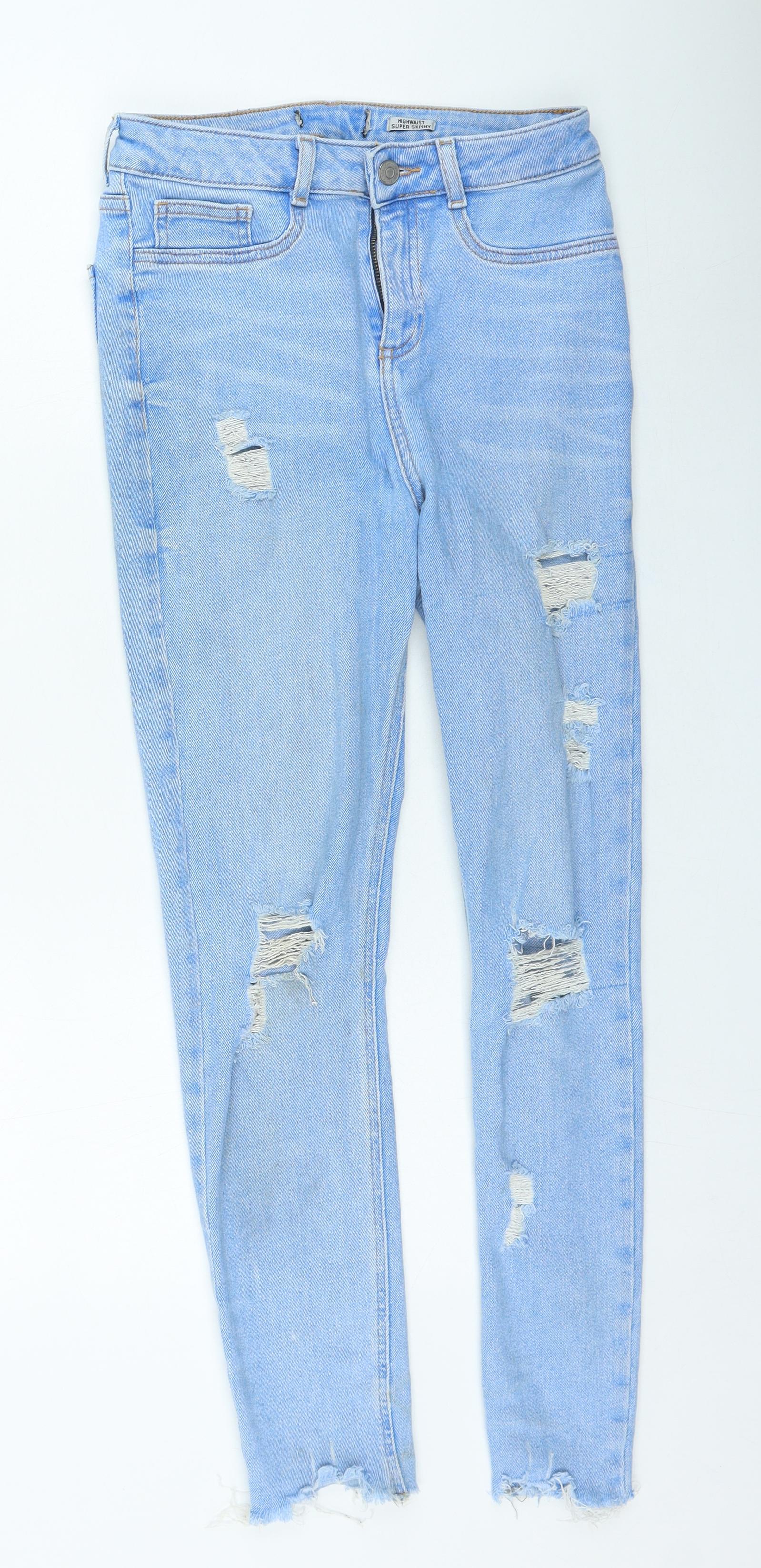 New Look Girls Blue Cotton Skinny Jeans Size 15 Years Regular Zip