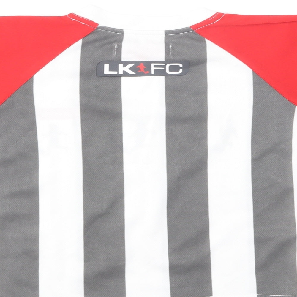 Little Kickers Boys Grey Striped Polyester Basic T-Shirt Size 5-6 Years Round Neck Pullover - Football