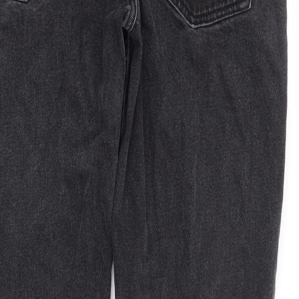 ASOS Mens Black Cotton Straight Jeans Size 32 L32 in Regular Zip
