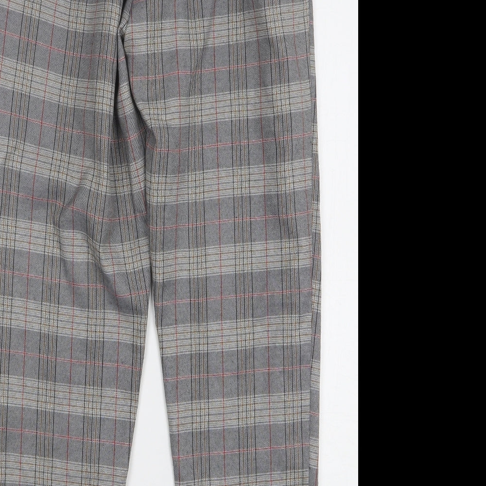 Lexie & Lola Womens Grey Plaid Polyester Trousers Size 8 L28 in Regular Zip
