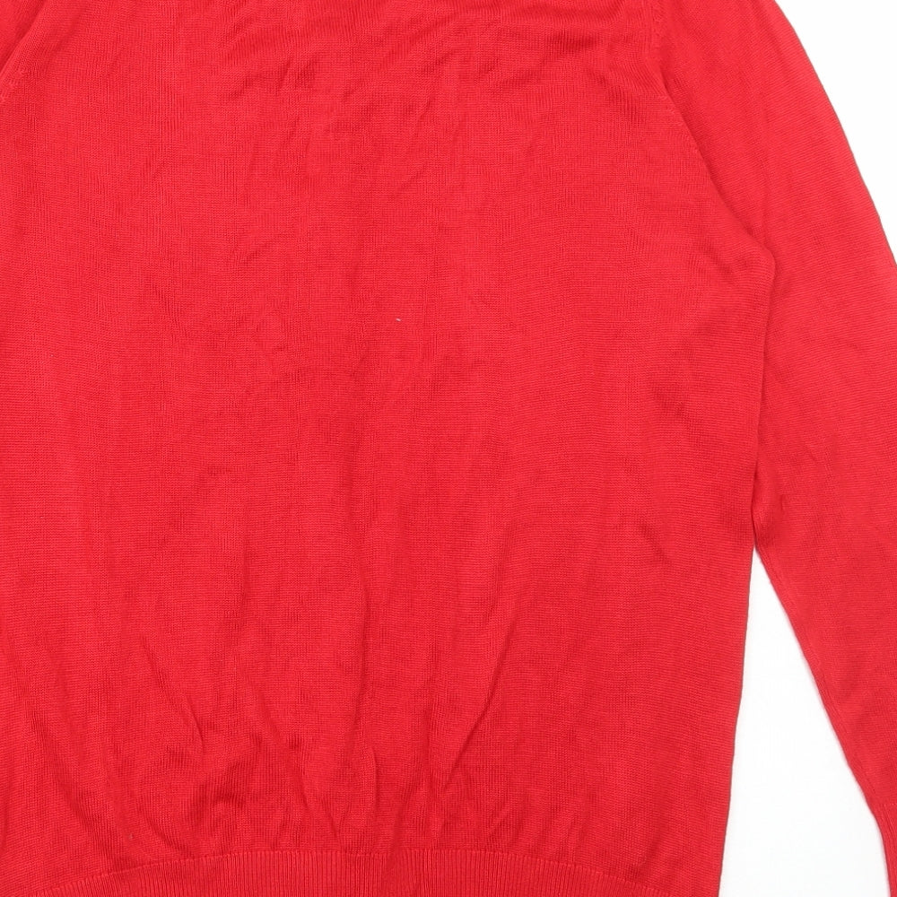 Simon Jeffrey Womens Red V-Neck Rayon Cardigan Jumper Size M