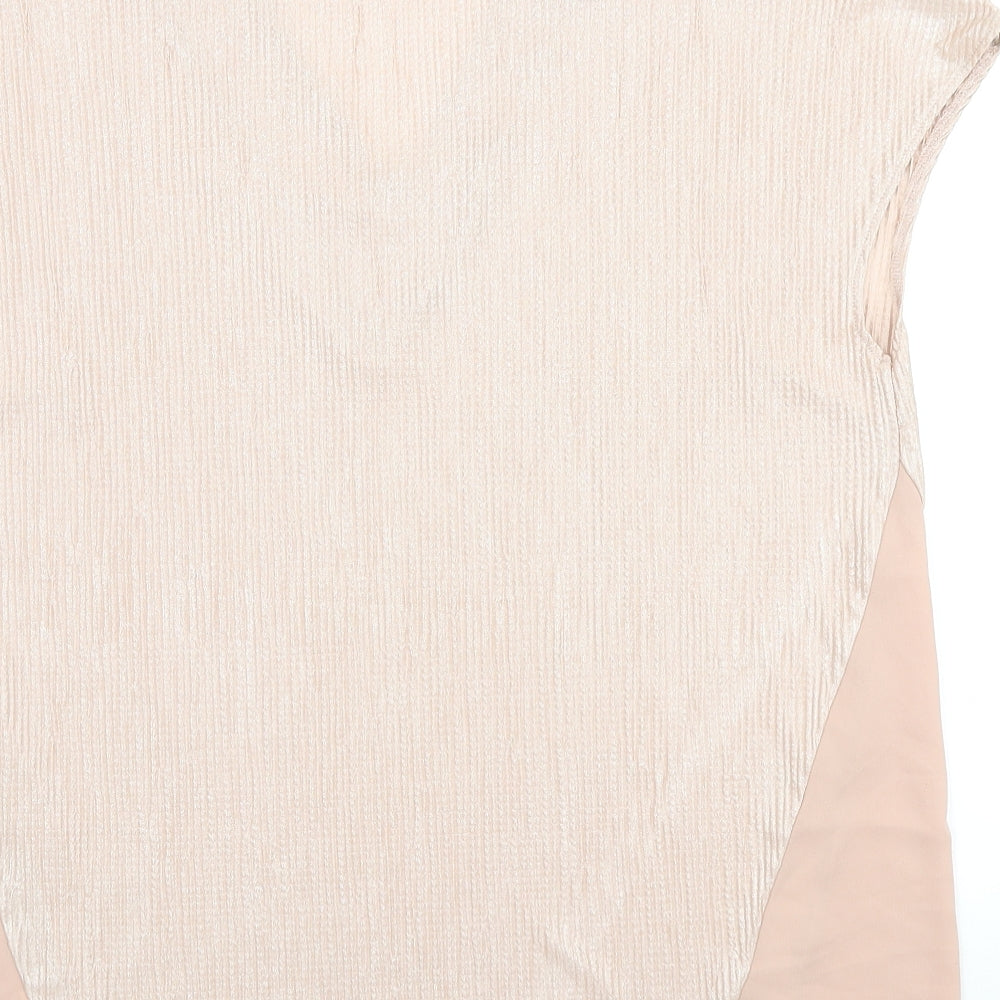 Dunnes Womens Pink Polyester Basic Blouse Size 16 V-Neck - ribbed