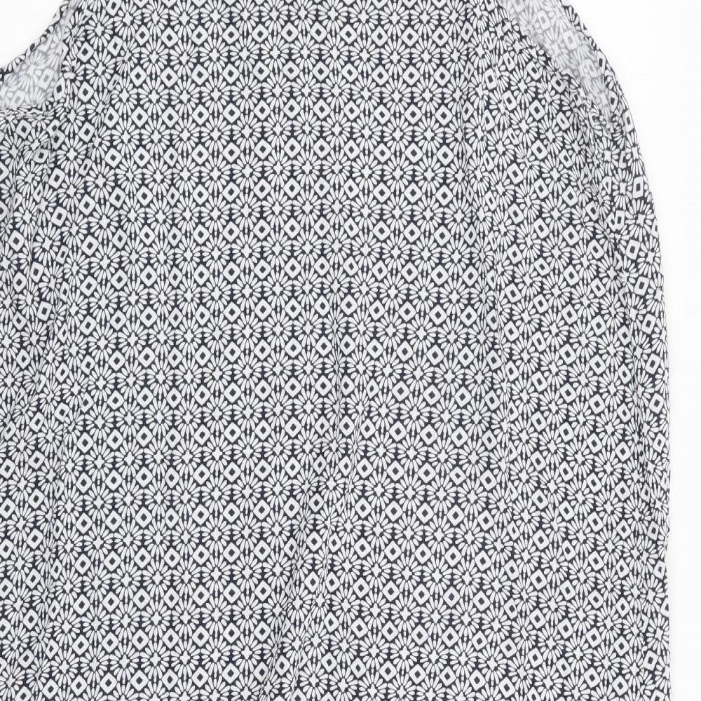 Papaya Womens Blue Geometric Viscose Sheath Size 14 Round Neck Pullover
