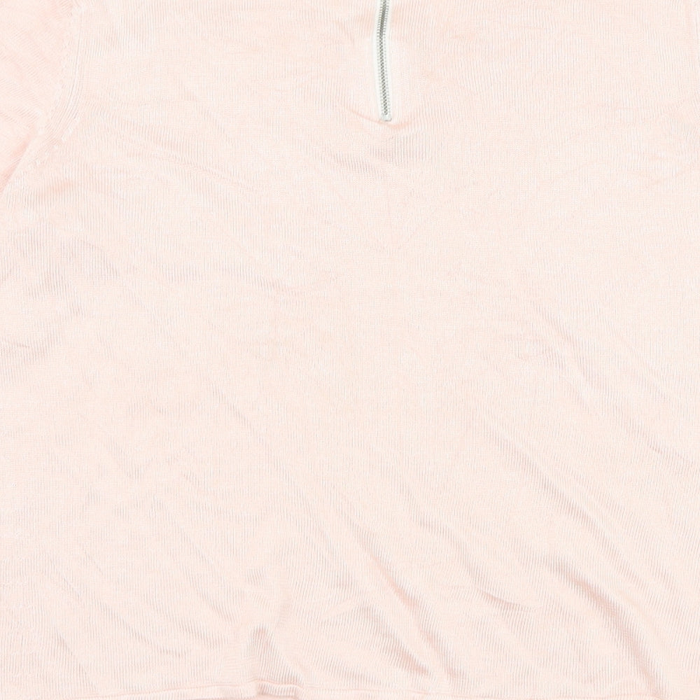 Marks and Spencer Womens Pink Round Neck Viscose Pullover Jumper Size 14