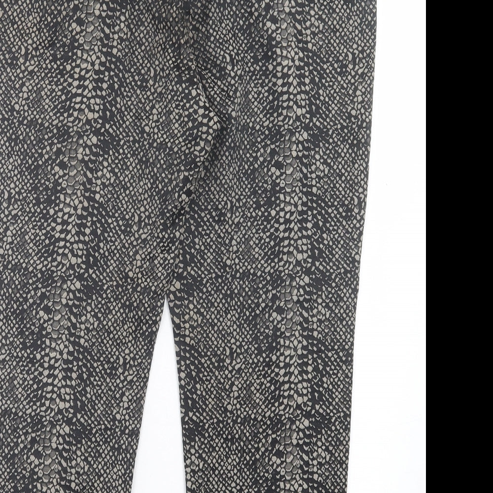 Marks and Spencer Womens Brown Animal Print Polyester Capri Trousers Size 34 in L25 in Regular Hook & Eye - Snake Print
