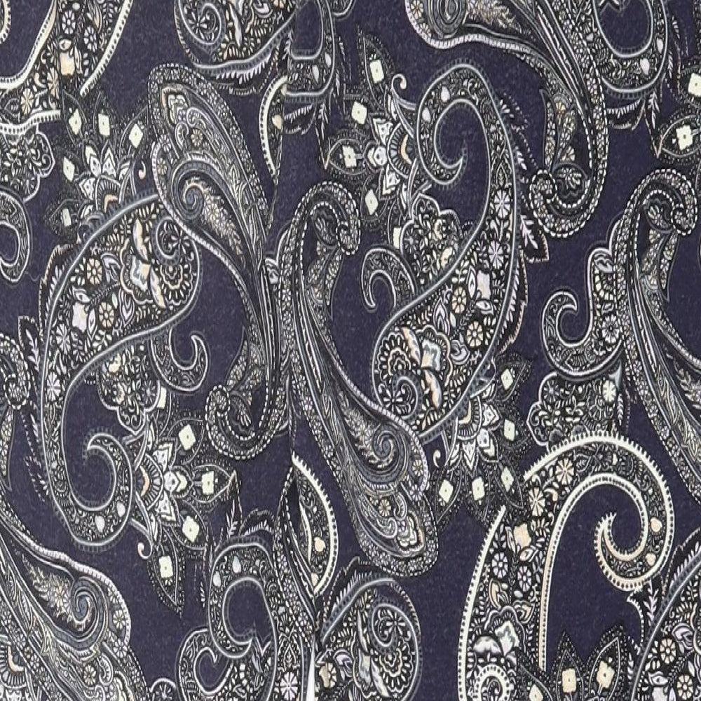 Oasis Womens Blue Paisley Viscose Cropped Trousers Size L L25 in Regular - Pull On
