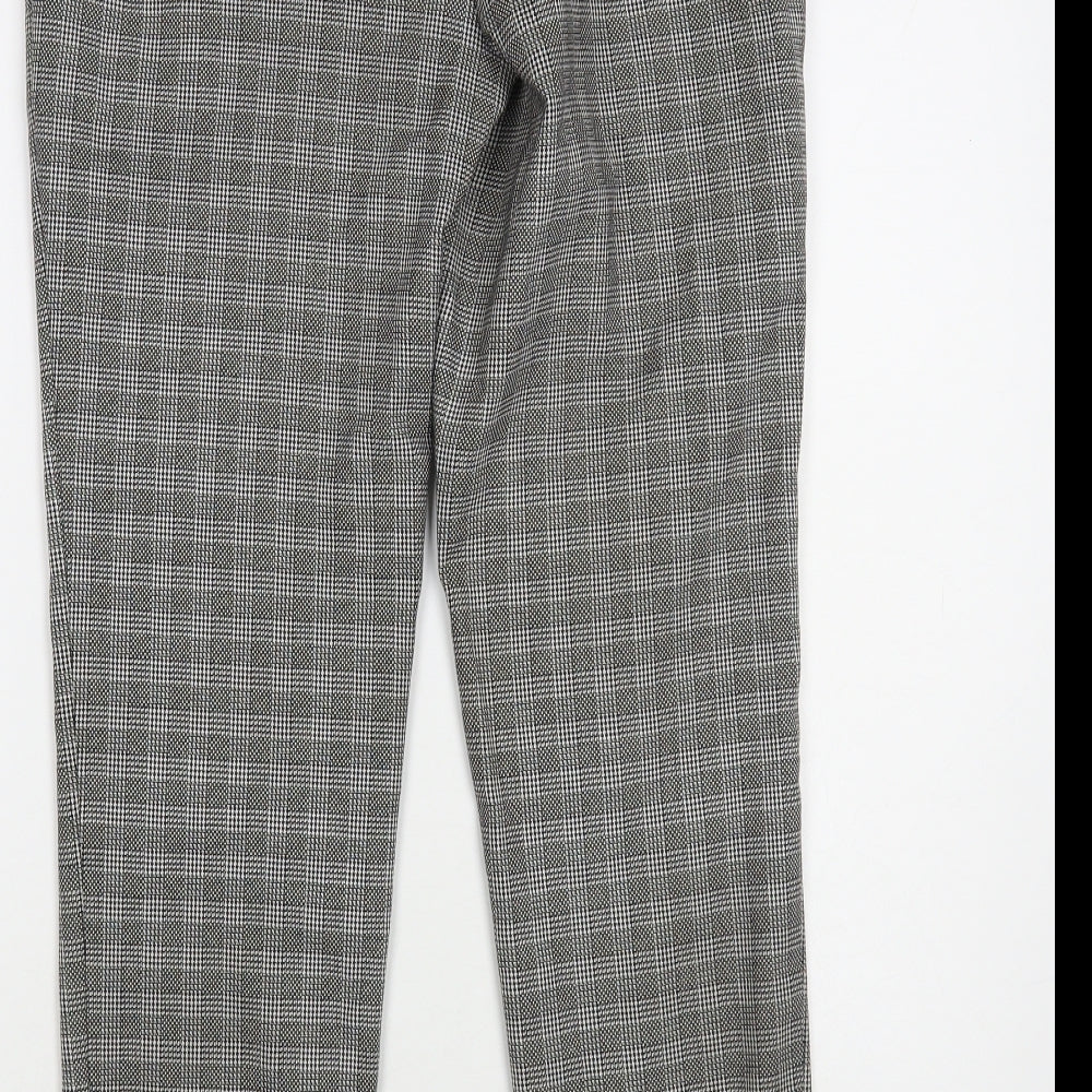 Warehouse Womens Grey Plaid Polyester Dress Pants Trousers Size 10 L29 in Regular Hook & Eye