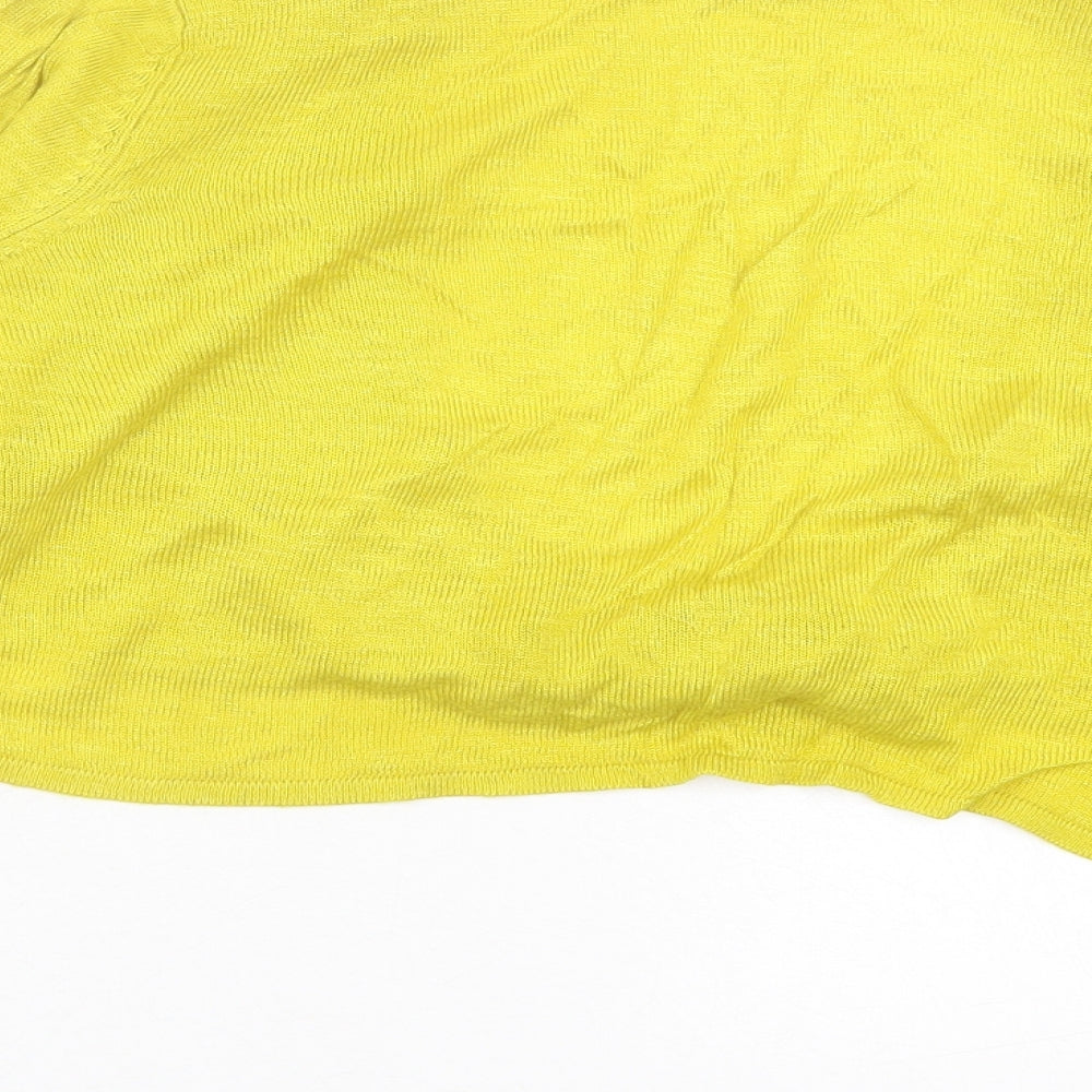 Wallis Womens Yellow Crew Neck Viscose Cardigan Jumper Size M - Tie Front