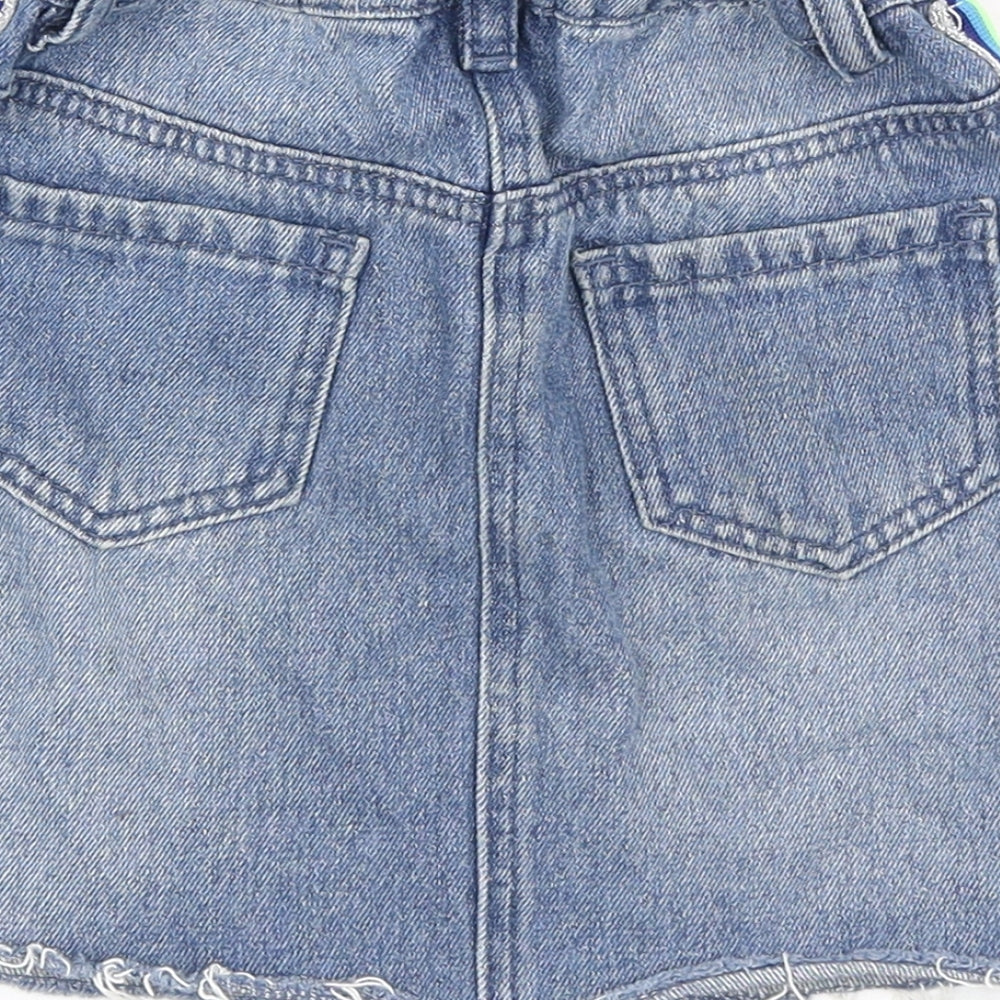 George Girls Black Cotton Straight & Pencil Skirt Size 5-6 Years Regular Button - Multicoloured panels