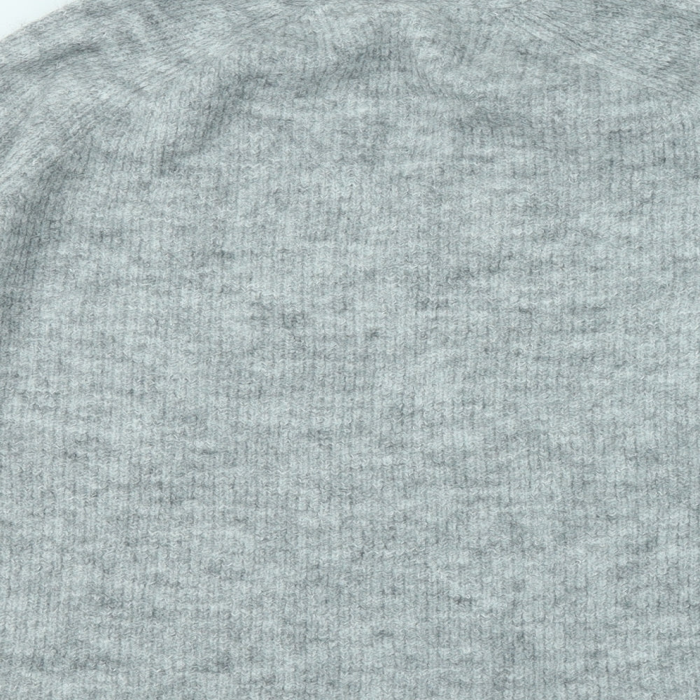 NEXT Womens Grey V-Neck Acrylic Pullover Jumper Size M