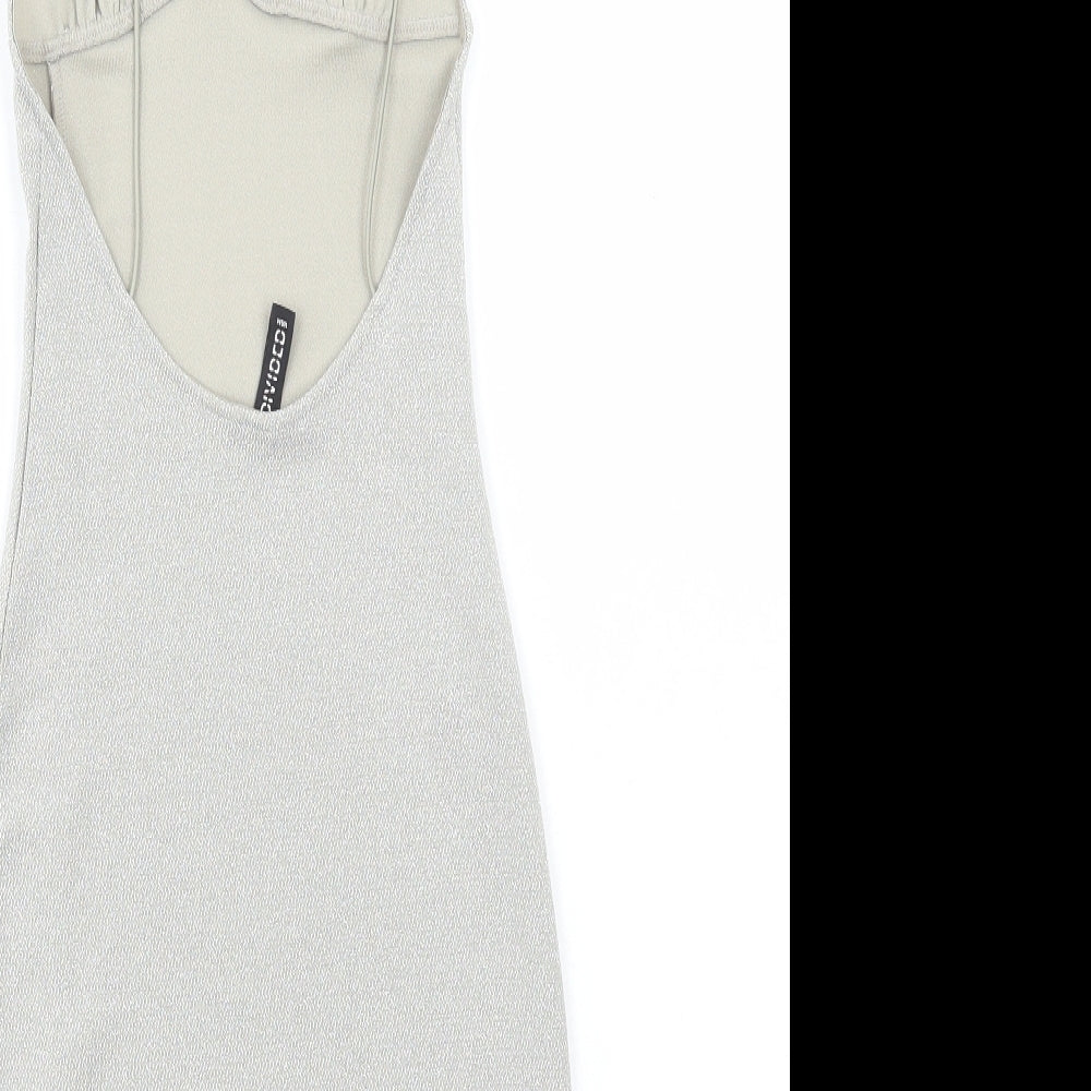Divided by H&M Womens Silver Polyester Bodycon Size 2XS Halter Pullover