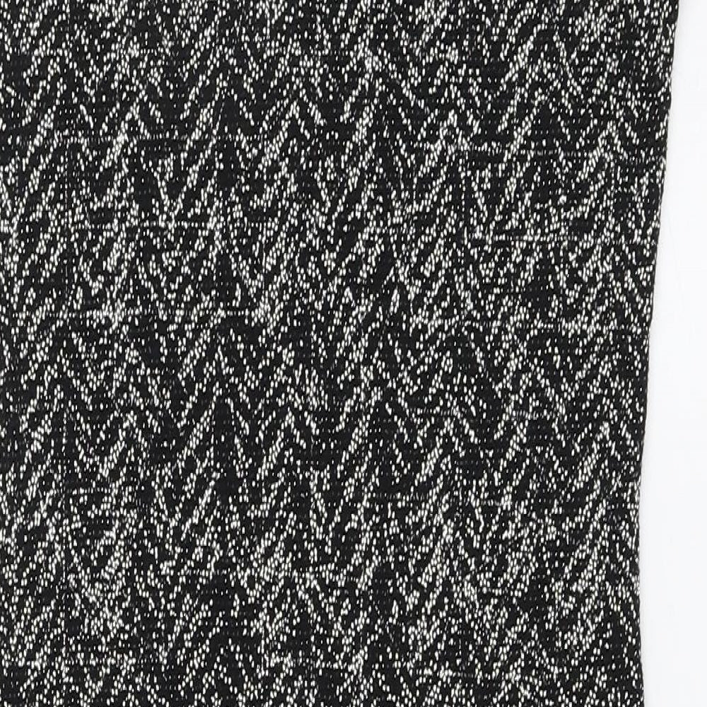 Quiz Womens Black Nylon A-Line Size 8 High Neck Button