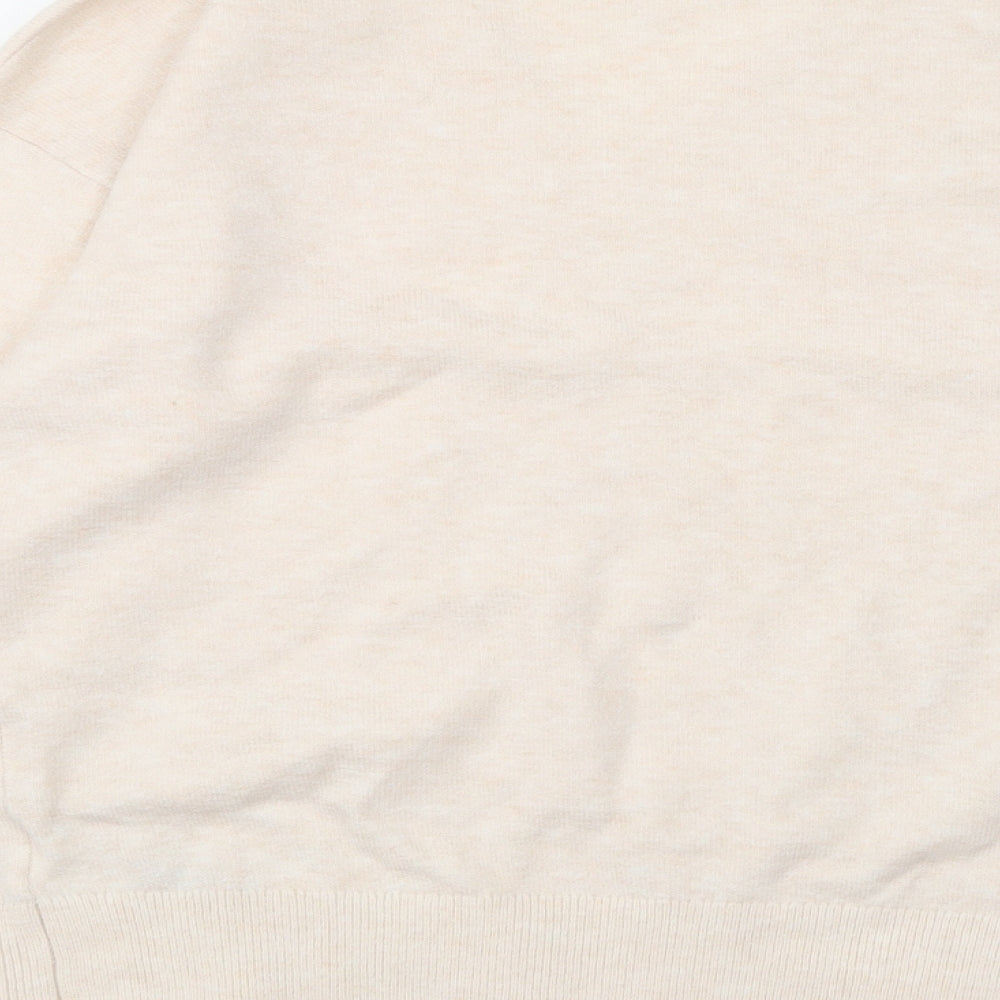 Marks and Spencer Womens Beige V-Neck Polyester Pullover Jumper Size XS