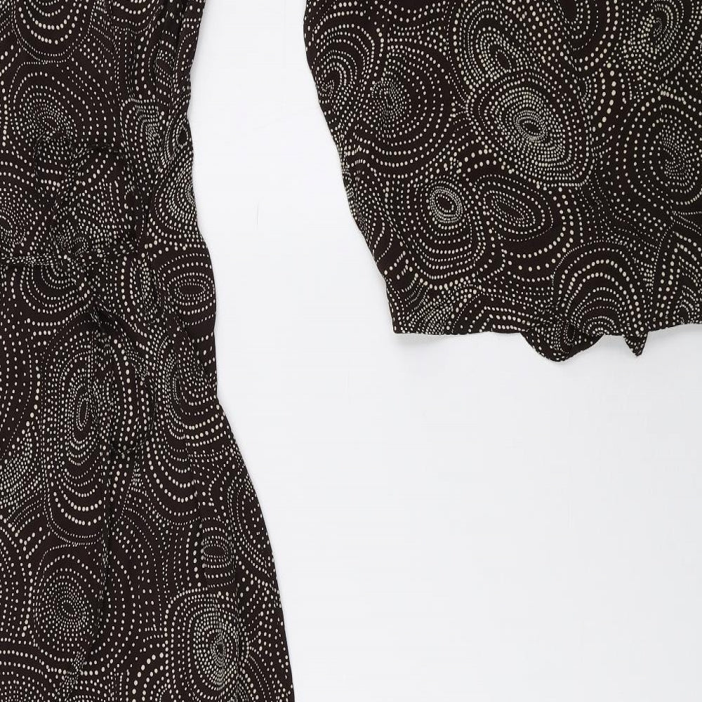 DASH Womens Brown Geometric Viscose Fit & Flare Size 10 Scoop Neck Tie - 2-Piece set
