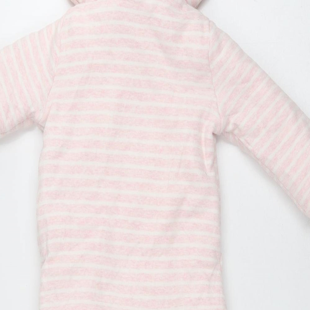 Fred & Flo Baby Pink Striped Cotton Babygrow One-Piece Size 12 Months Button