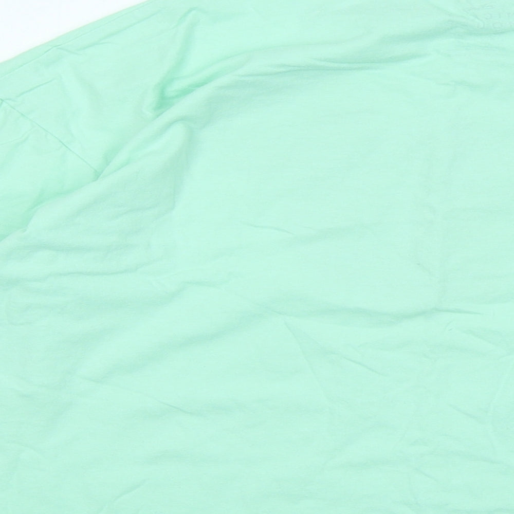 Disney Womens Green Cotton Basic T-Shirt Size L Round Neck - Mickey Mouse