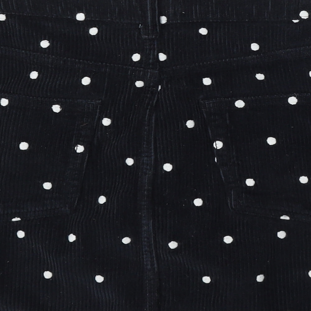 Topshop Womens Blue Polka Dot Cotton A-Line Skirt Size 10 Button