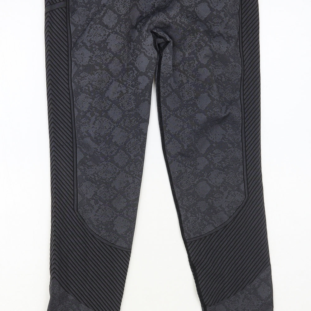 USA Pro Womens Grey Animal Print Polyester Compression Leggings Size 16 L28 in Regular Pullover