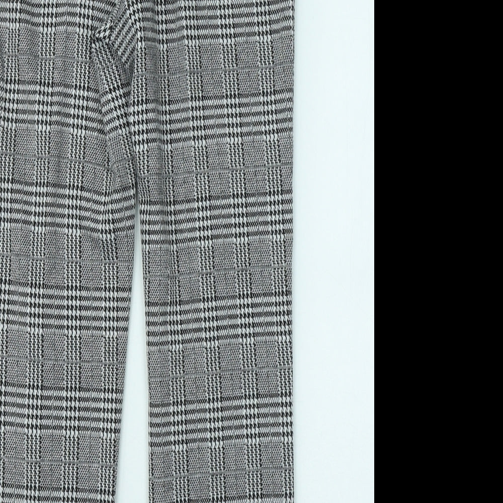 Papaya Womens Grey Plaid Polyester Trousers Size 8 L25 in Regular Zip