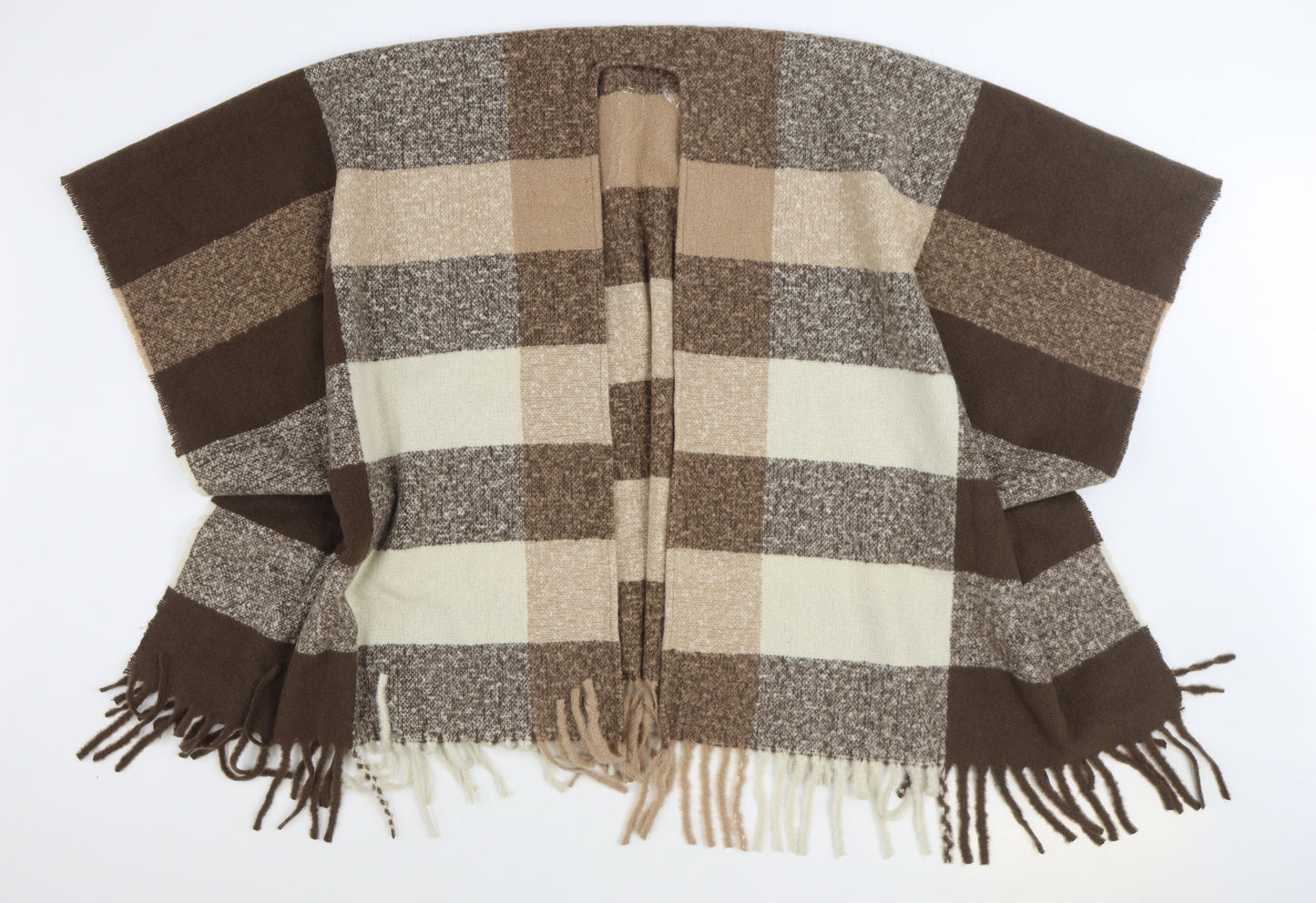 Matalan Womens Brown Check Polyester Shawl/Wrap