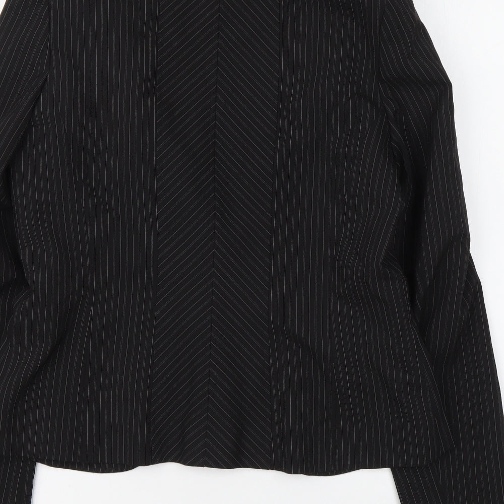 Evie Womens Black Striped Polyester Jacket Suit Jacket Size 16