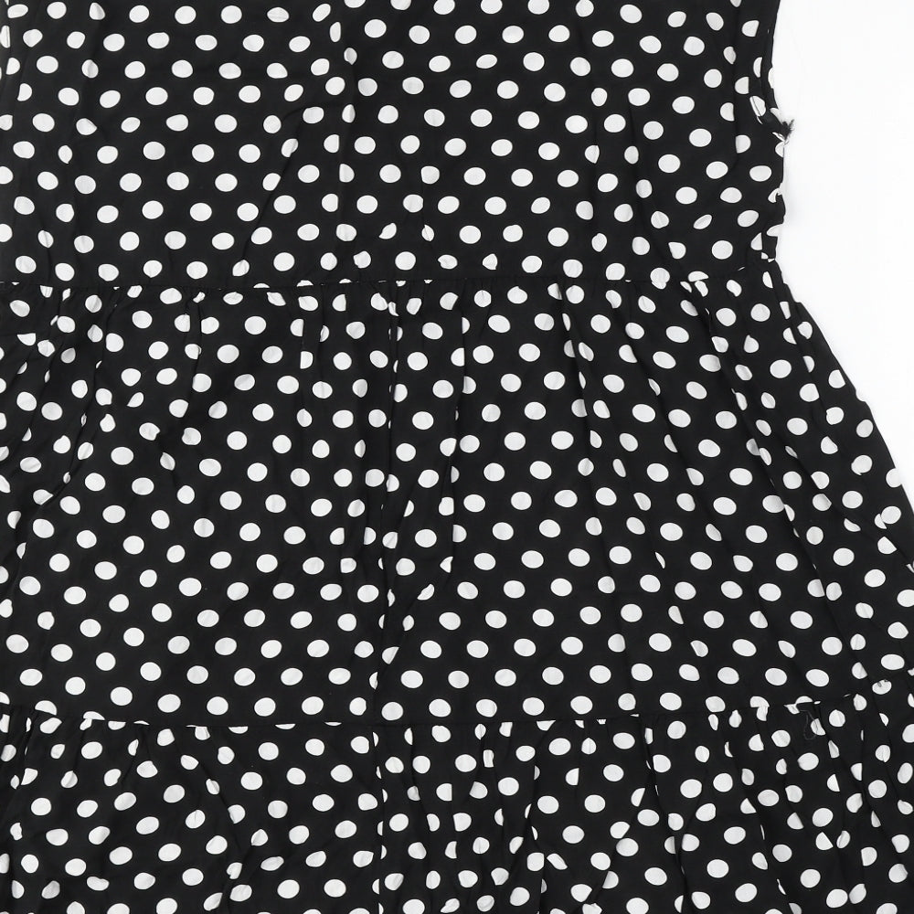 Mulaya Womens Black Polka Dot Viscose Skater Dress Size S Round Neck