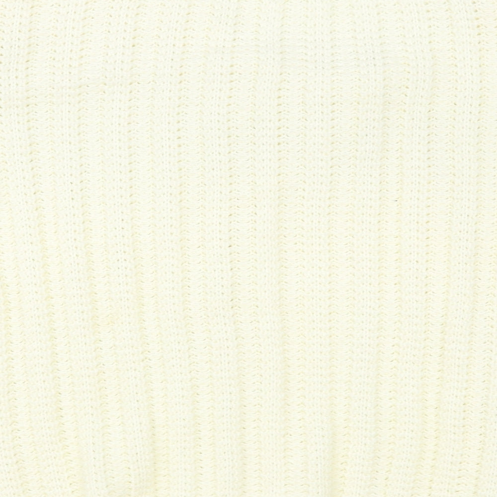 Dunnes Stores Womens Ivory Round Neck Acrylic Cardigan Jumper Size 14