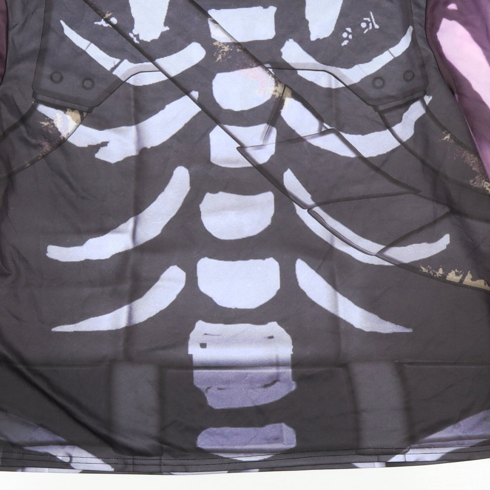 Fortnite Boys Black Neoprene Basic T-Shirt Size M Round Neck - Bones. Thumb Holes