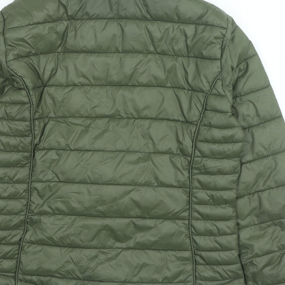 Primark Womens Green Quilted Coat Size S Zip