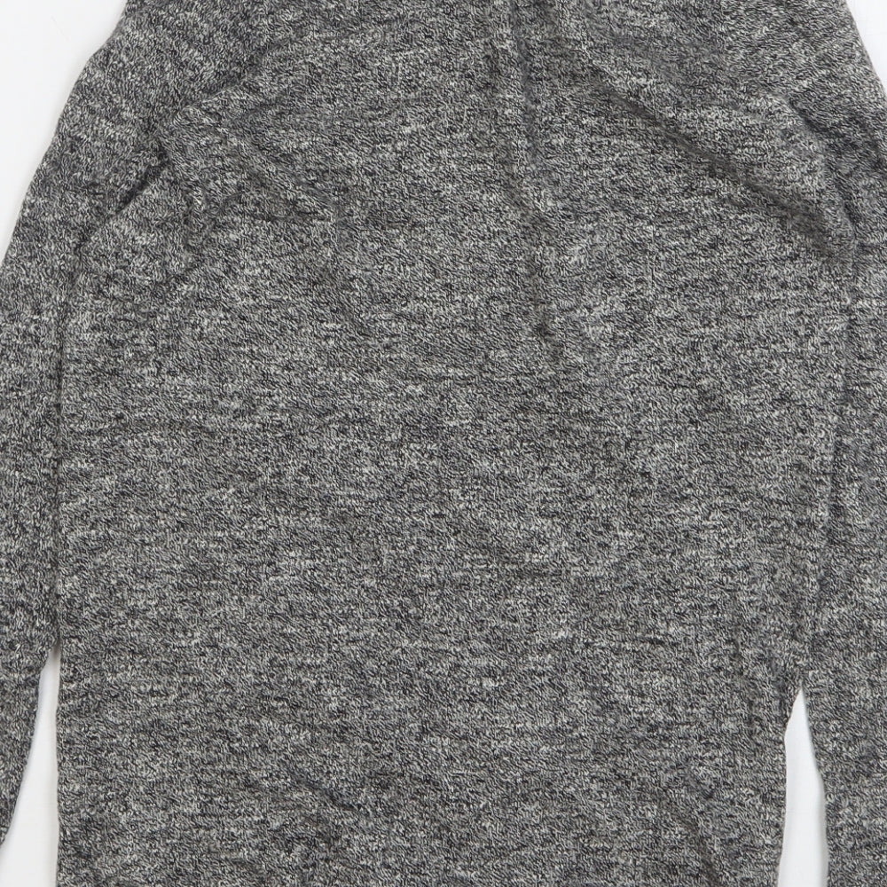 New Look Womens Grey V-Neck Cotton Cardigan Jumper Size 4