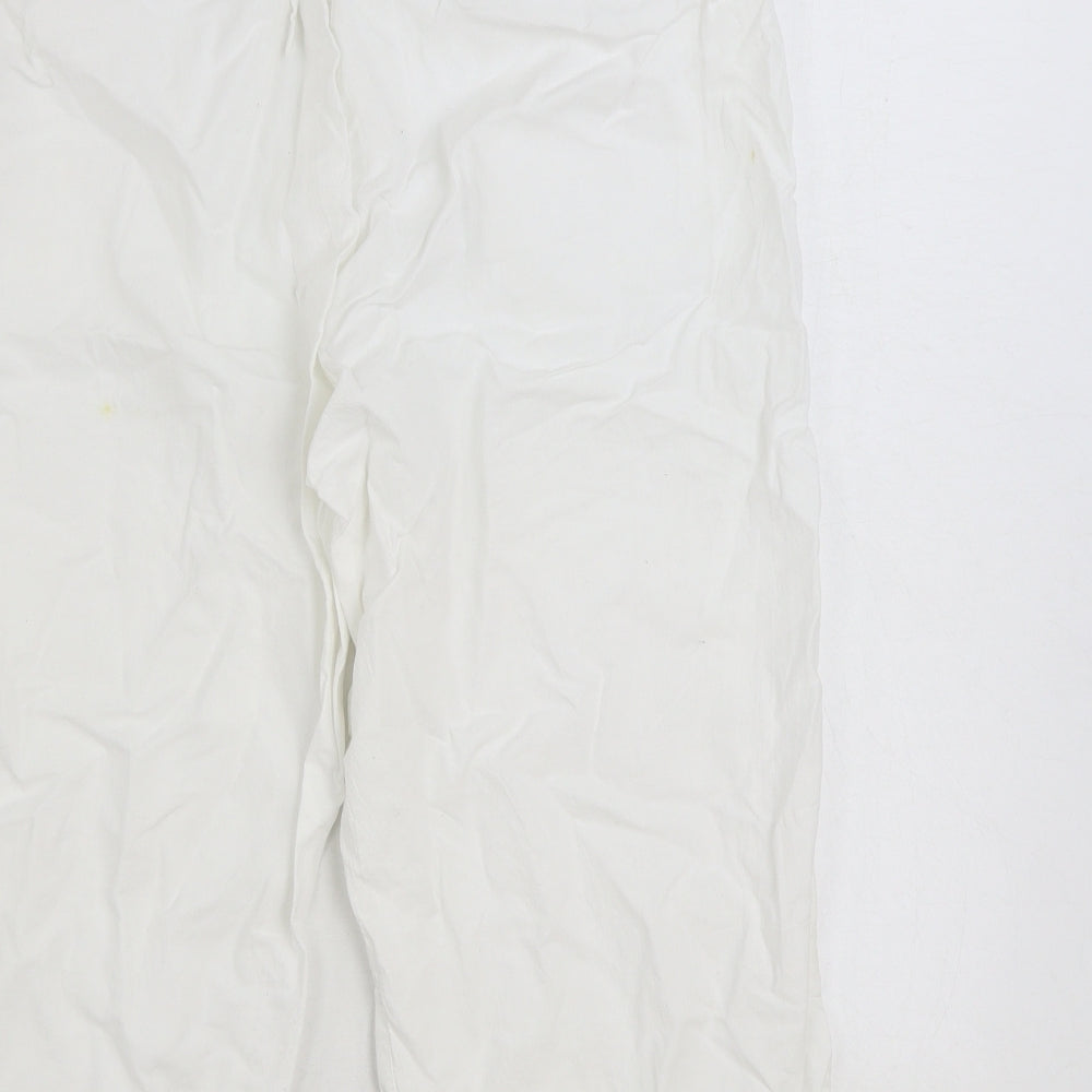 Eliane Womens White Cotton Cargo Trousers Size 2XL L27 in Regular Drawstring