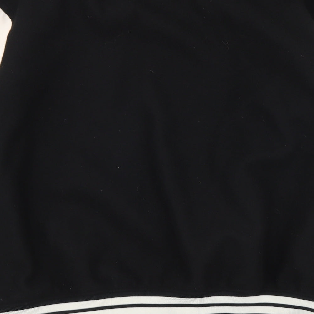 H&M Womens Black Bomber Jacket Jacket Size S Button - Play Offs