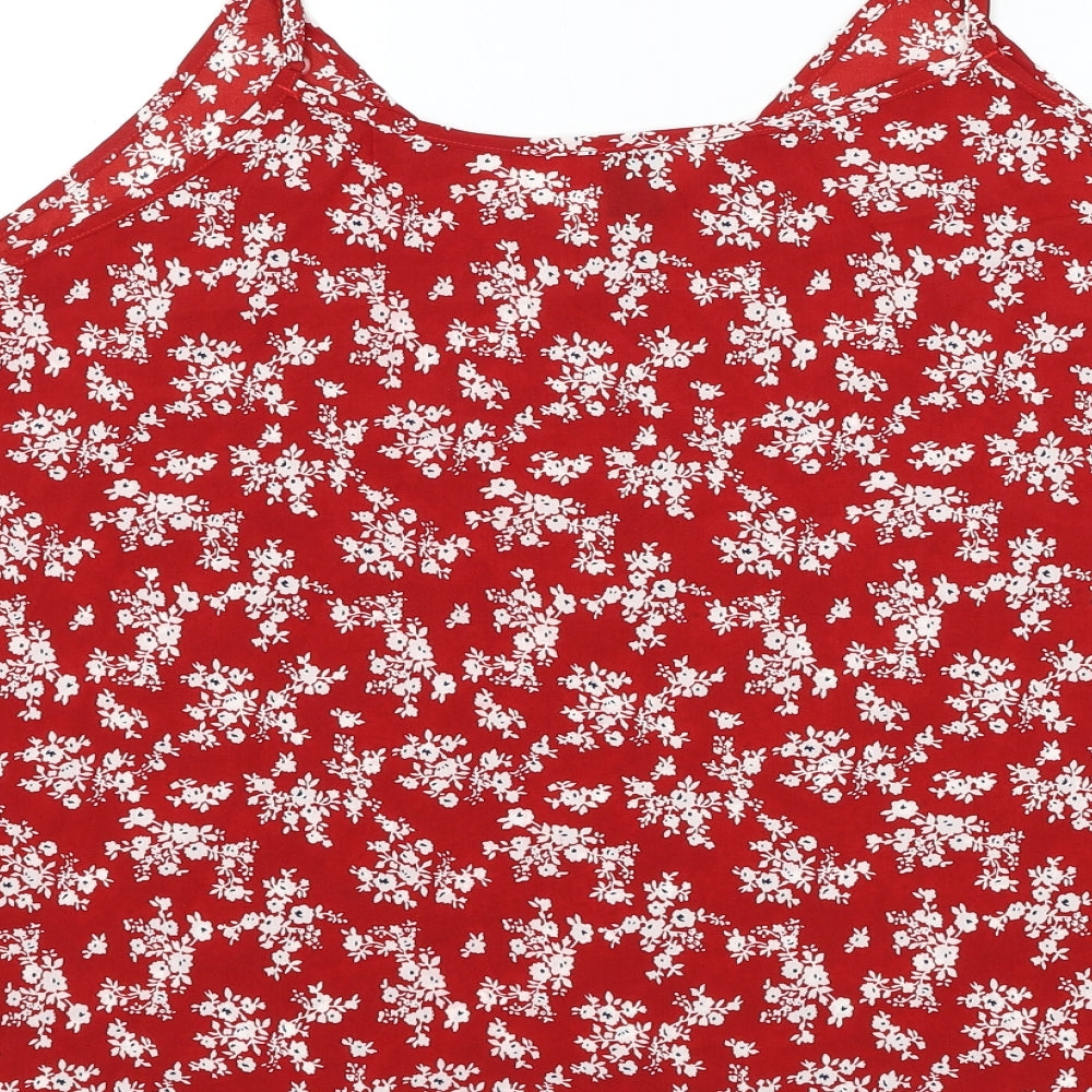 Emery Rose Womens Red Floral Polyester Camisole Tank Size 2XL V-Neck